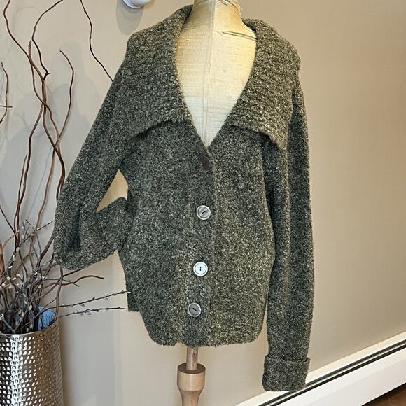 Celina Yang Cardigan Women Medium Green Chunky Knit Sailor Goblincore Grunge 90s - Picture 1 of 8